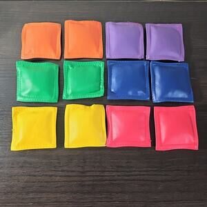 Set of 12 - 3 x 3 Inch Mini Colorful Bean Bags Weather Resistant